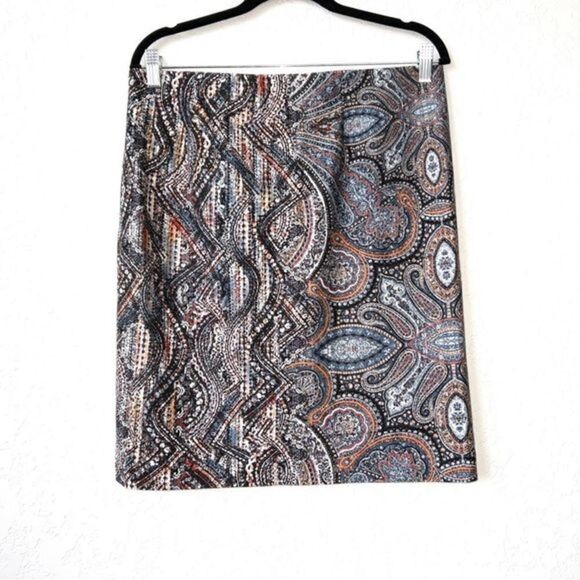 J. Jill Mod Paisley Jacobean Print Ponte Pencil Skirt Size Medium - Picture 6 of 6